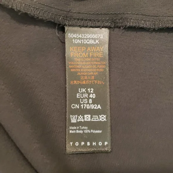 Nordstrom TopShop Black Wrap Dress Side Buckle Knee Length, 8 - Picture 7 of 10